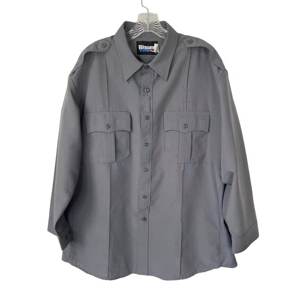 Blauer Mens Uniform Super Shirt Gray Button Zip Front Size 15.5 - Picture 1 of 7
